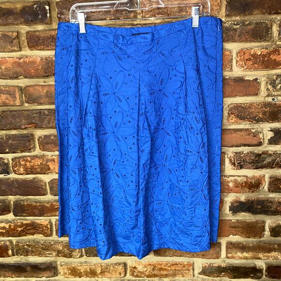 NWT Talbots Blue Eyelet Embroidered Midi Skirt Women's Size 14P Petite - Picture 1 of 7